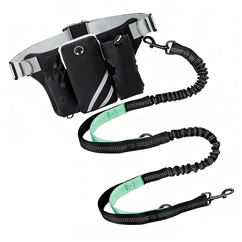 Hands Free Running Dog Leash Waist Pouch