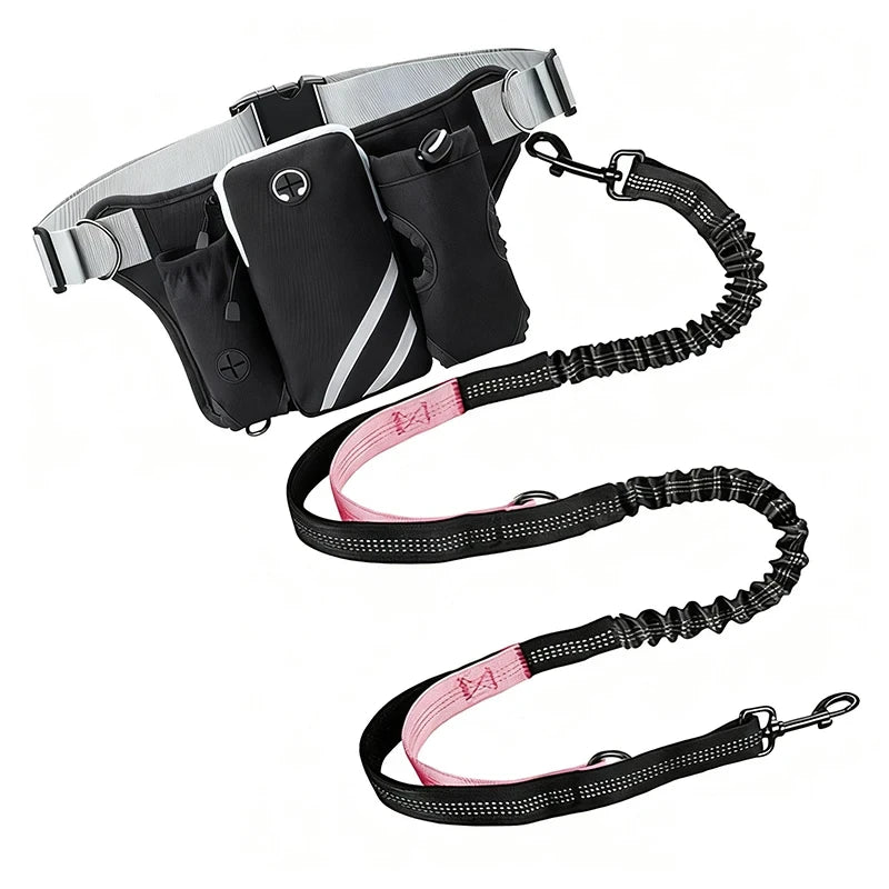 Hands Free Running Dog Leash Waist Pouch