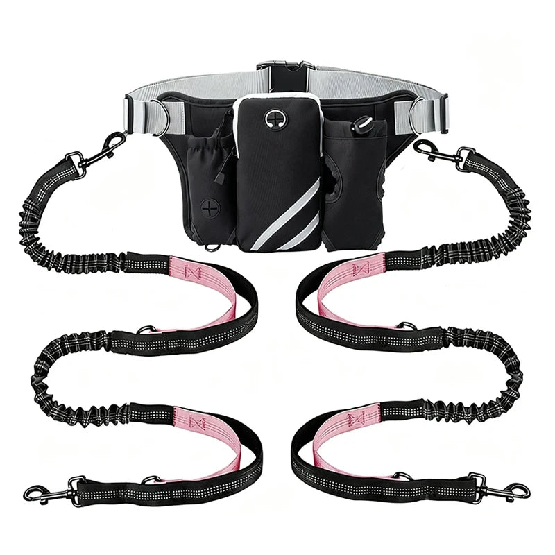 Hands Free Running Dog Leash Waist Pouch