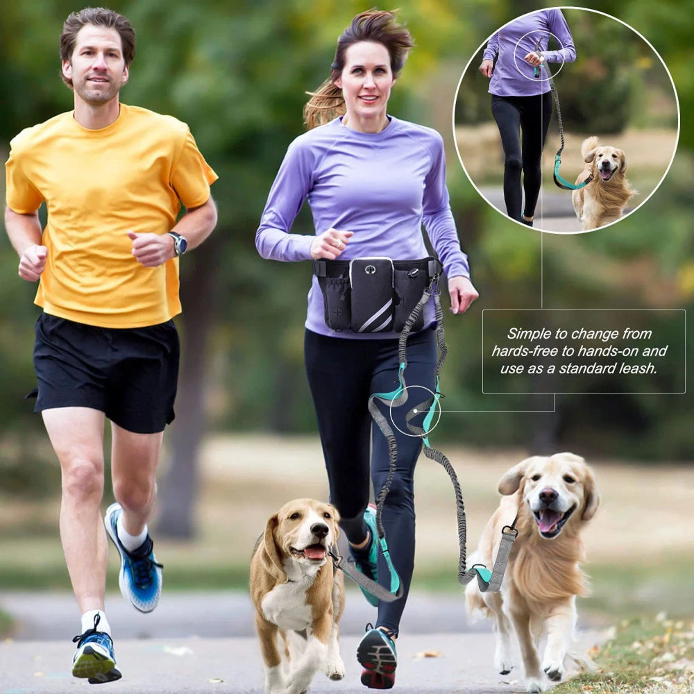 Hands Free Running Dog Leash Waist Pouch