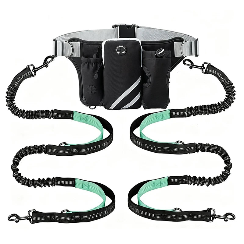 Hands Free Running Dog Leash Waist Pouch