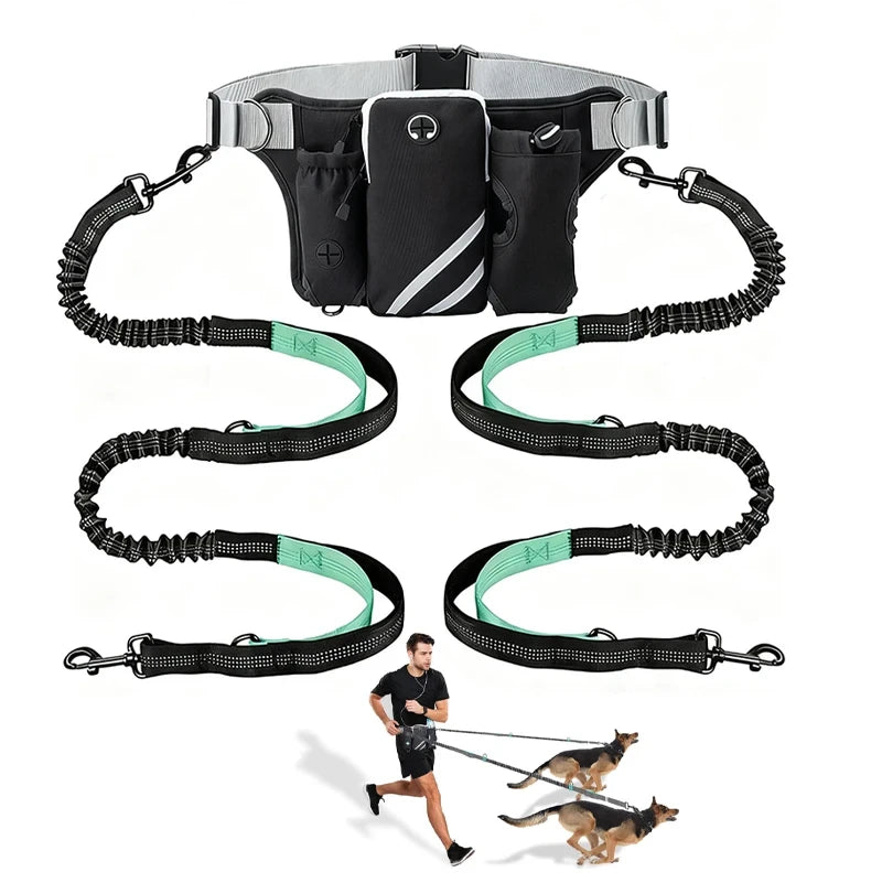 Hands Free Running Dog Leash Waist Pouch